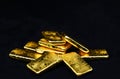 Photo a gold bars on black background, copy space Royalty Free Stock Photo