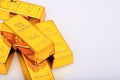Close up photo a gold bars on white background Royalty Free Stock Photo
