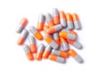 Close-up photo of Gray orange pills isolated on white background Royalty Free Stock Photo