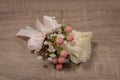 Groom Flower bouquet close up, lapel, decoration Royalty Free Stock Photo