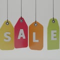 Bunch of Colorful Sale Tags Hanging on a String