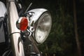 Close up photo headlight classic motorcycle