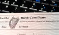 irish birth certificate Royalty Free Stock Photo