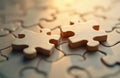 Close-up photo of jigsaw puzzle pieces on warm background. Mismatch pieces represents challenge of incompatibility, problem Royalty Free Stock Photo