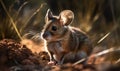 close up photo of kangaroo mouse on blurry natural background. Generative AI