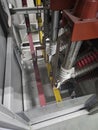 The inside of a medium voltage electrical panel Royalty Free Stock Photo