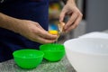 Photo of a man separating eggs Royalty Free Stock Photo