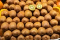 Close up photo of many kiwi in store market