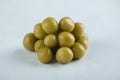 Close up photo of marinated Greek olives on white background Royalty Free Stock Photo