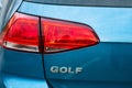 Close up photo of modern and clean car, detail of back light, tail lights. modern luxury technology and auto detail. Bucharest,