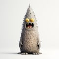 Whimsical 3d Monster Figurine In Spiky Mounds Style