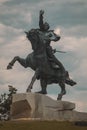 Close up photo of monument of Suvorov in Tiraspol, Transnistria or Moldova, taken on a cloudy day