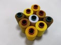 Colorful Spools of Sewing Thread on White Background Royalty Free Stock Photo