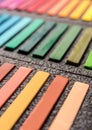 Close-up photo of new colorful chalk pastels in box Royalty Free Stock Photo