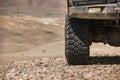 Close up photo of offroad car wheel Royalty Free Stock Photo