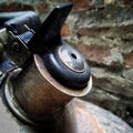 Close-up photo of an old aluminum kettle Royalty Free Stock Photo