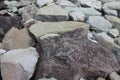 Close up photo of old dam wall stone