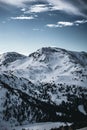 Close up photo of one of nocky mountains covered in snow in Austria. Royalty Free Stock Photo