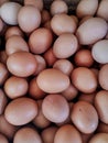 Close up photo of a pile of chicken eggs taken by a basic food stall in a traditional market in Indonesia Royalty Free Stock Photo