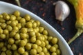 Close up photo of pile of green marinated olives Royalty Free Stock Photo