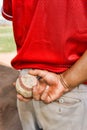 Close up photo of Pitcher Holding Baseball Royalty Free Stock Photo