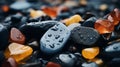 Godly Realistic Close Up: Rain On Colorful Rocks With Vivid Contrast