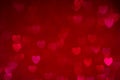 Red valentines day background with hearts bokeh, love concept wallpaper