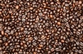 Close up photo of roasted coffee beans. Roasted coffee beans texture and background. Royalty Free Stock Photo