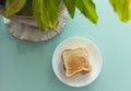 Close up photo of sandwich on a crystal table Royalty Free Stock Photo