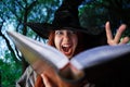 Close-up photo of screaming witch Royalty Free Stock Photo