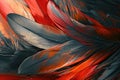 This close-up photo showcases a vivid assortment of feathers, revealing intricate patterns and textures, Background with imagery