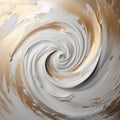 Abstract Swirl Of Gold And White Paint With Photorealistic Accuracy