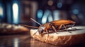 Cockroach on Bread in Kitchen - Generative AI