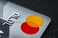 Close up photo of silver MasterCard credit card Royalty Free Stock Photo