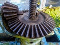 Close up photo of sluice opener gear Royalty Free Stock Photo