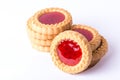 Close up photo of Strawberry jam cookies. Royalty Free Stock Photo