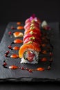 Close-up photo of sushi food. Ai-generated.