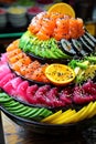 Close-up photo of sushi food. Ai-generated.