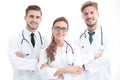 Close up photo of three confident doctors looking at camera Royalty Free Stock Photo