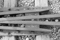 Close up photo of train tracks at Auschwitz Birkenau Concentration camp. Royalty Free Stock Photo