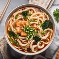 Close-up photo of Udon food. Ai-generated.