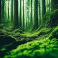 Lush Green Forest Floor with Moss