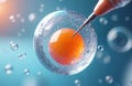 Close up photo of in vitro fertilization process. Microscopic view of egg cell with injection needle. Medical tech creates new Royalty Free Stock Photo