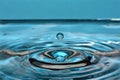 Macro shot of drops making ripples in water Royalty Free Stock Photo