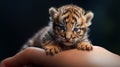Stunning Photorealistic Tiger Cub: A Captivating Display Of Precision And Moody Colors