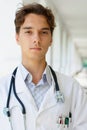 Close-up photo of a young serious doctor Royalty Free Stock Photo