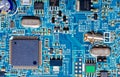 Close-up photograph of a blue circuit board Royalty Free Stock Photo
