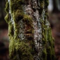 Textured Tree Bark with Moss