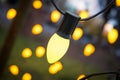 Close up Photograph of a Christmas Light with out of focus Lights in the Background Royalty Free Stock Photo