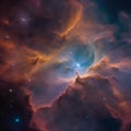 A close-up photograph of a colorful nebula in deep space, where stars are being born2